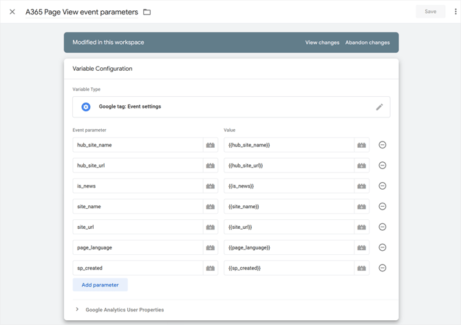 Site Analytics - Event Parameter