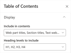 Table of Contents - Display