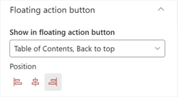 Table of Contents - Floating action button